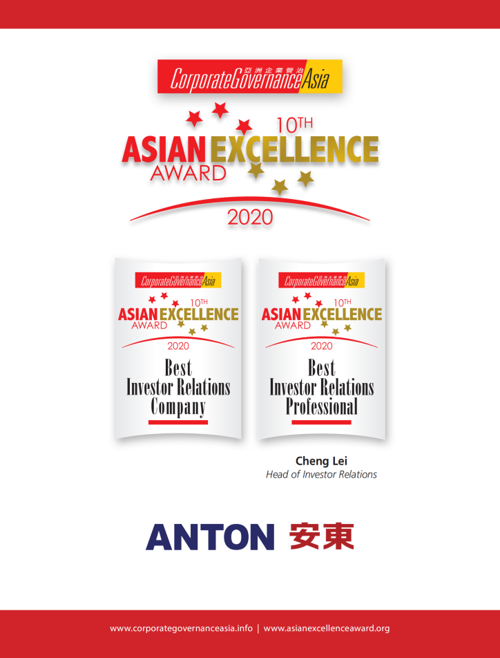 Anton won two awards in the Corporate Governance  Asia-Asian Excellence Award 2020